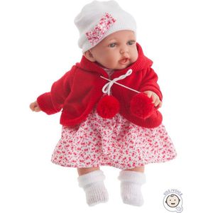 Antonio Juan mini babypopje met geluid in rode kleding 26 cm