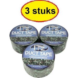 IT'z Duct Tape 13 - Camouflage Groen 3 stuks  48 mm x 10m |  tape - plakband - ducktape - ductape