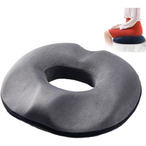 Donut Kussen - Zitkussen Orthopedisch - Donut ZitKussen - Aambeien Zitring - Stuitkussen - Ergonomisch - voor Aambeien, Piercing en Stuitje - Orthopedisch Traagschuim Zitkussen - voor Bureaustoel, Auto, Rolstoel, Reizen, Gebruik - Grijs