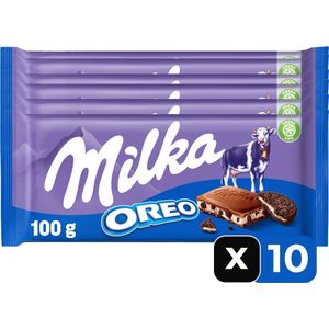 Milka Chocolade Reep Oreo - 100 gr - 10 stuks - Chocolade - Snack - Voordeelverpakking