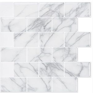 Zelfklevende Backsplash Tegels voor Keuken - Grijs Marmer, 30x30 cm, 10 Vellen