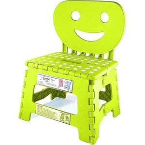 2-in-1 opklapbare kinderstoel & opstapkruk met rugleuning, stabiele stap, veilige zitting, eenvoudige bediening, ook perfect voor keuken of badkamer (groen)