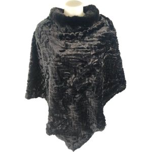 Qischa® - Dames Poncho - Mantel - Winter poncho - One size - zwart