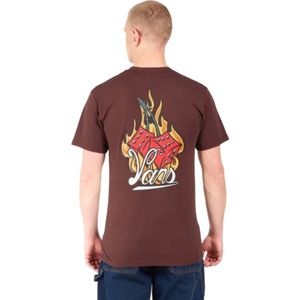 Vans Cherry Flame Backprint T-shirt - Heren Shirt - Wijn Rood - Maat S