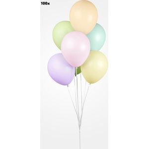 100x Luxe Ballon pastel mix kleuren 30cm - biologisch afbreekbaar - Festival feest party verjaardag landen helium lucht thema