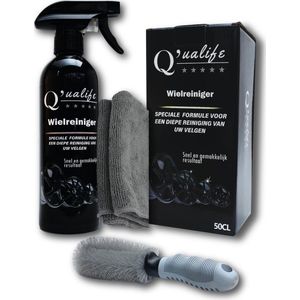 Q’ualife® Velgenreiniger Auto – Velgenborstel – Auto Reiniging Set – Velgen Reinigingsset – Complete Set inclusief Borstel en Microvezeldoekjes