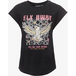 TwoDay meisjes T-shirt zwart met adelaar - Maat 134/140