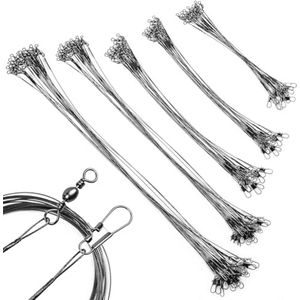50 Stuks Roestvrij Stalen Vislijnen - Beetbescherming, Sterke Kabels met Wartel (10-30 cm)