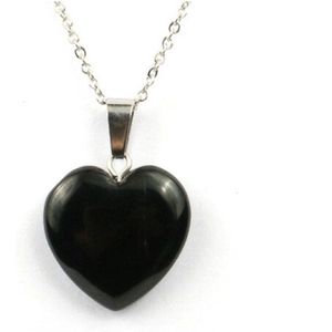 Obsidiaan Hartje - natuursteen - ketting - hanger - natuursteen - wicca