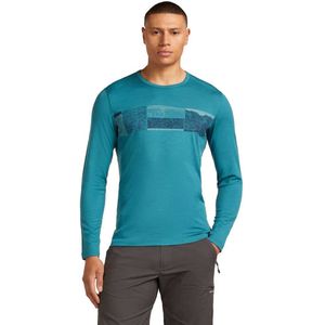 Icebreaker Merino 200 Oasis Crewe Elevation Line Lange Mouwen Basislaag Blauw S Man