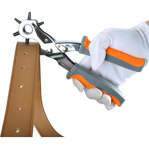 Professionele perforator voor leer en stof met 6 maten gaatjes voor riemen en knutselprojecten