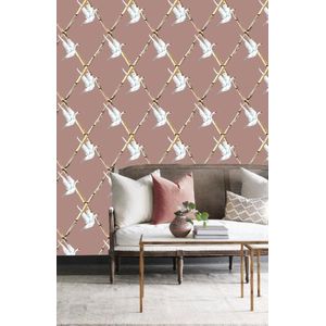 Behang Wilde Zwanen Vintage roze