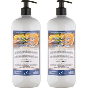 Bodylotion Sweet Orange & Cedarwood 1 Liter - met gratis pomp - set van 2 stuks