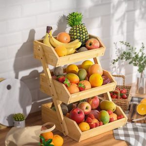 Fruitmand Houten fruitmand Fruitstandaard 3-laagse fruitstandaard Opbergrek voor fruit Fruitstandaard Fruitmandenrek Fruitkommandopslag