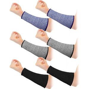 3 paar armbeschermers voor dunne huid en blauwe plekken, snijbestendige onderarmhoes, niveau 5 armbescherming tegen brandwonden (7,9 inch) - Zwart+Grijs+Blauw