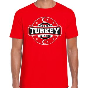 Have fear Turkey is here t-shirt met sterren embleem in de kleuren van de Turkse vlag - rood - heren - Turkije supporter / Turks elftal fan shirt / EK / WK / kleding L