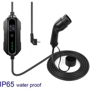 Mobiele Thuislader - IP66 Waterdicht - Type 2 vanaf stopcontact EU - 8A/10A/13A/16A - 1 Fase - 5 meter
