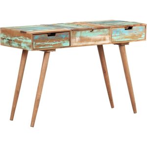 vidaXL Kaptafel - Kaptafels - Make-up Tafel - Make-up Tafels - Kaptafel met spiegel 112x45x76 cm massief gerecycled hout