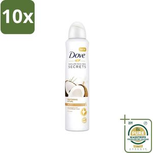10 x Dove - Deodorant - Coconut & Jasmine Flower - Tropisch en verzorgend - 250 ml - Grootverpakking - Dove Deodorant - Anti-transpirant Spray - Kokos En Jasmijn - Verzorgende Deodorant - Gevoelige Huid
