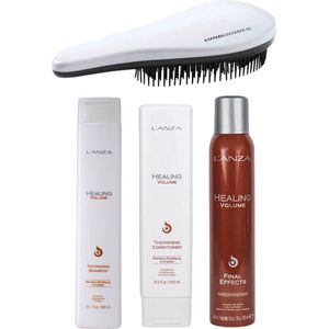 L'Anza - Healing Volume Set - Thickening Shampoo + Conditioner + Final Effects Haarspray + KG Ontwarborstel - Volume Pakket