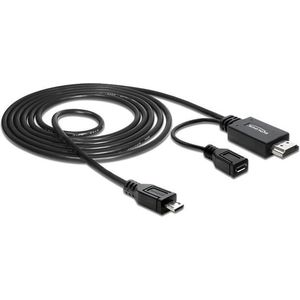 DeLOCK Premium USB Micro naar HDMI MHL kabel - 5-pins / zwart - 1,5 meter