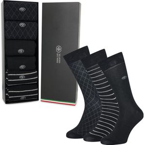 Mario Russo Premium Sokken - Giftbox - Sokken Heren - Happy Socks - 39-42 - 6-pack - Zwart
