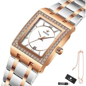 WWOOR - Horloge Dames - Cadeau voor Vrouw - 34 mm - Zilver Rosé Wit