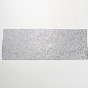 Antislip decoratieve PVC tafelloper - Holle roos design - Hittebestendige tafelmatten - Voor thuisfeest keuken eetkamer - Bruiloft decoratie - Zilver - 92 cm x 33 cm