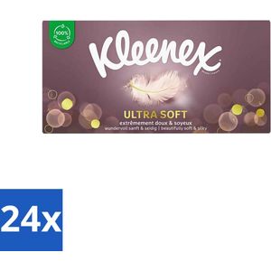 Kleenex - Ultrasoft Tissues - Zacht & Sterk - 64 stuks per verpakking - Voordeelverpakking - 24 stuks
