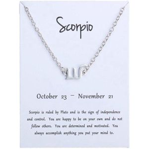 Bixorp Stars Sterrenbeeld Enkelbandje Schorpioen (Scorpio) Hanger Zilverkleurig - Zodiac Sieraad - Inclusief Nederlandstalige Informatie over het Sterrenbeeld - Cadeau voor Meisjes, Jongens & Volwassenen