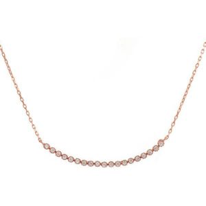 Fate Jewellery Ketting FJ457 - Bar - 925 Zilver - Rosegoud verguld - Zirkonia kristallen - 45cm + 5cm