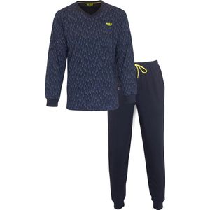 MEQ Heren Pyjama - Nachtkleding - 100% Katoen - Blauw - Maat XXL