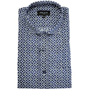 Pre End Overhemd - Lange mouw - Regular fit - Blauw print - Maat M