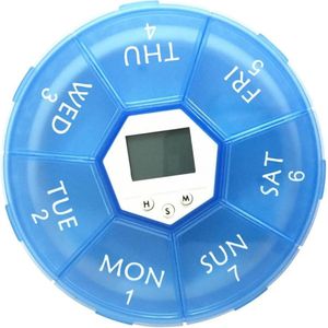 Automatic Pill Box for 7 Days Electronic with Timer and Reminder for Prescriptions, Vitamins Supplements, Blue Box
