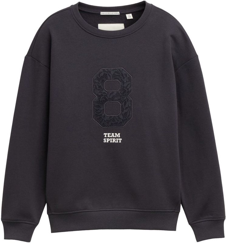 TOM TAILOR - Sweatshirt - Antraciet - Oversized - Ronde Hals