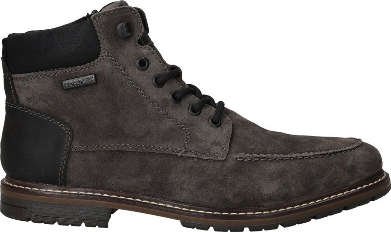 Rieker - Veterlaarzen - Aardetinten/Zwart - Leer/Suède - Blokhak