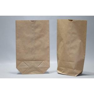 Papieren Zakken Kruisbodem Bruin Kraft - 1 laags 70 grs (inhoud 1kg) 16.5x26 cm (100 stuks) [PAK1616]