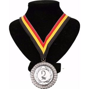 Kampioensmedaille nr. 2 aan geel/zwart/rood lint