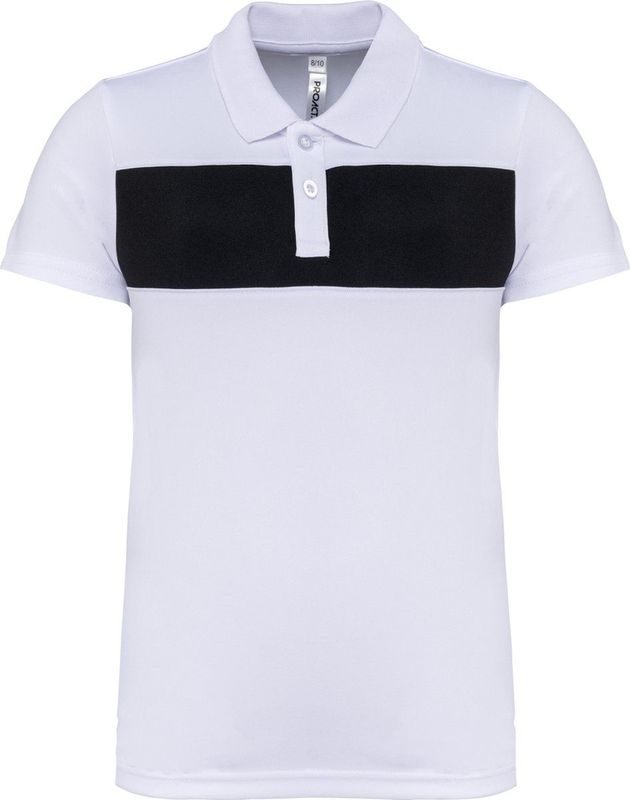 PROACT - PA494 - Kinderpolo - White / Black - Korte Mouwen