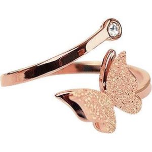 Montebello Ring Butterfly R - 316L Staal Rosé - Vlinder - One-Size