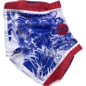 Fluory Muay Thai Shorts Tiger vs Dragon Blauw Rood MTSF113 - XS