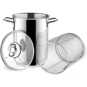 Asperge- en Pastapan Edelstaal met Zeef en Deksel ANETT 16 cm, 4,2 l - Pasta Pan - Pastakoker - Aspergepan
