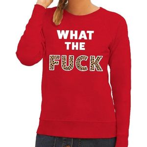 What the Fuck tijgerprint tekst sweater rood dames - dames trui What the Fuck M
