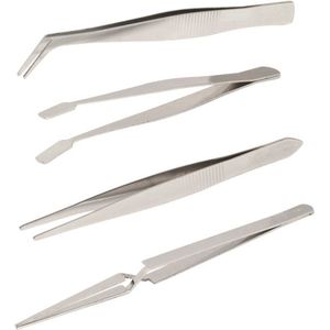 Set van 4 Pincetten - Precisie Pincetten - Pincet Set - Multiuse Pincetten - RVS