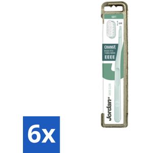 6 x Jordan - Tandenborstel - Green Change - Soft - 4 Opzetborstels & 1 Houder - Duurzame Tandenborstel - Tandenborstel Met Verwisselbare Kop - Zachte Tandenborstel - Tandenborstel Voor Gevoelig Tandvlees - Milieuvriendelijke Tandenborstel
