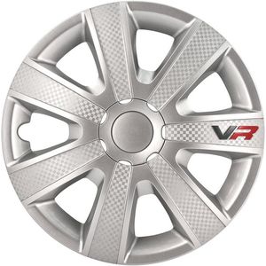 4-Delige Wieldoppenset 15-inch Zilver/Carbon-look