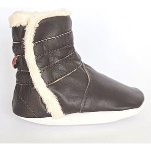 Aapie leren babyslofjes Winterboot Cowboy - laarsjes - gevoerd - antislip - bruin - maat M
