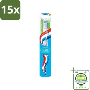 15 x Aquafresh Tandenborstel Clean Control Medium - Grootverpakking - Tandenborstel - Tandenpoetsen - Aquafresh - Tandenplak - Tandsteen