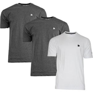 3-Pack Donnay T-Shirt (599008) - Sportshirt - Heren - Charcoal marl/White/Charcoal marl - maat XL