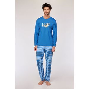 Woody pyjama jongens/heren - blauw - kat - 252-10-PLS-S/879 - maat XXL